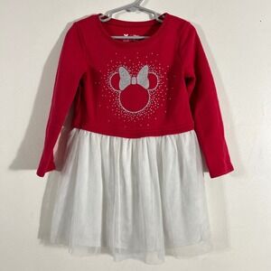 Disney Jumping Beans Tutu Dress Girls 5T Red White  Minnie Mouse GLITTER